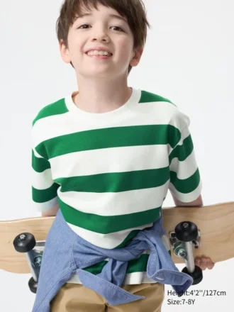 T-shirt rayé en coton AIRism pour enfants