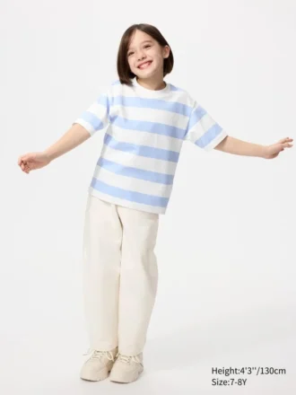 T-shirt rayé en coton AIRism pour enfants