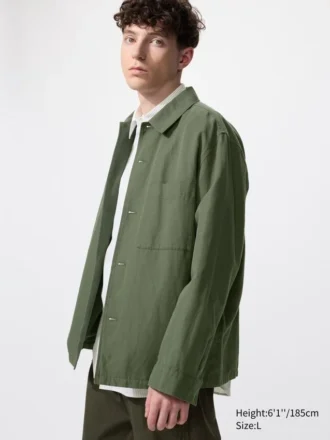 Veste chemise unisexe en coton et lin