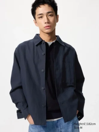 Veste chemise unisexe en coton et lin