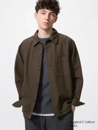 Veste chemise unisexe en coton et lin